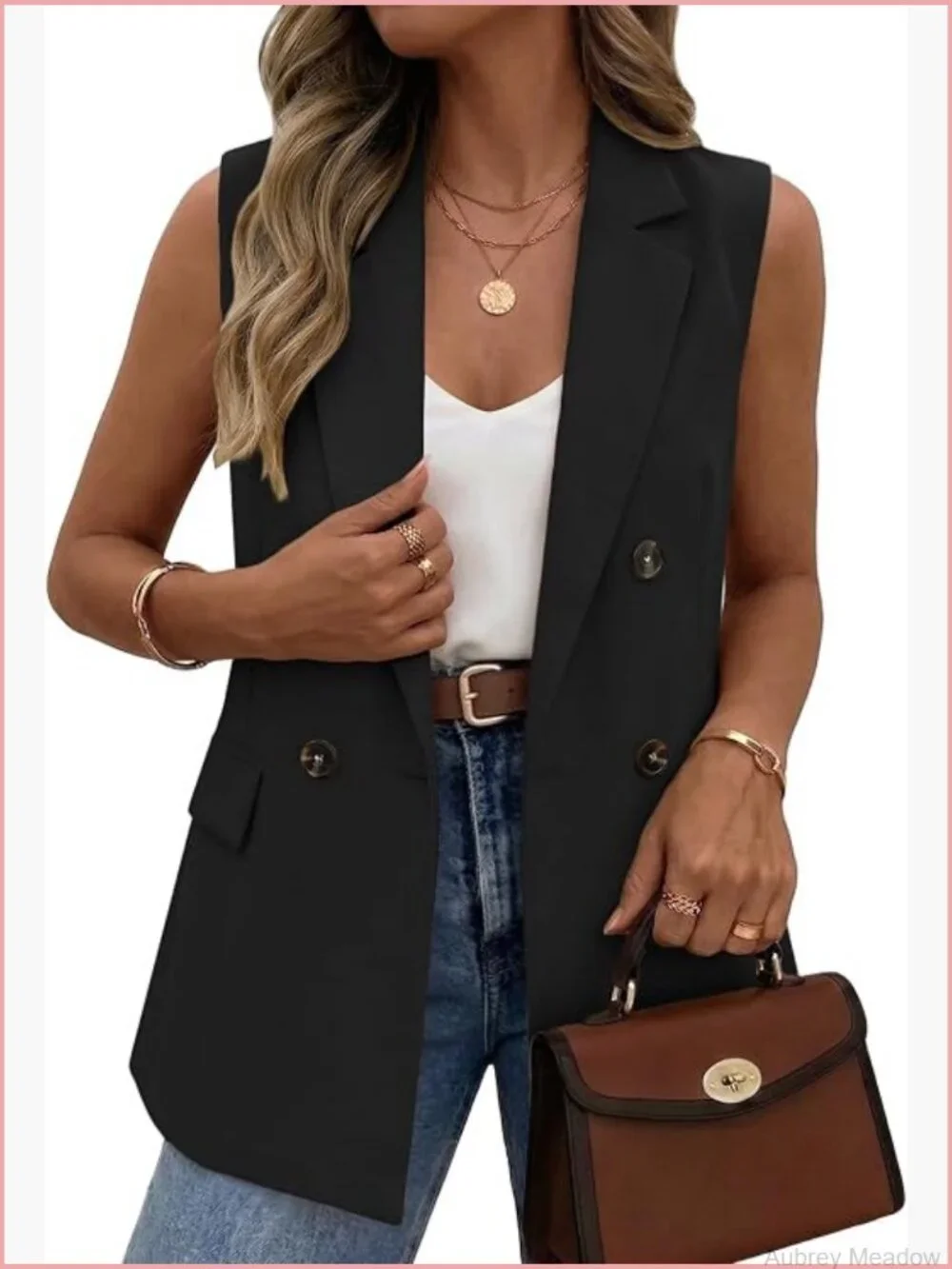Women's Sleeveless Blazer Vest - Lightweight Lined Business Casual Work T